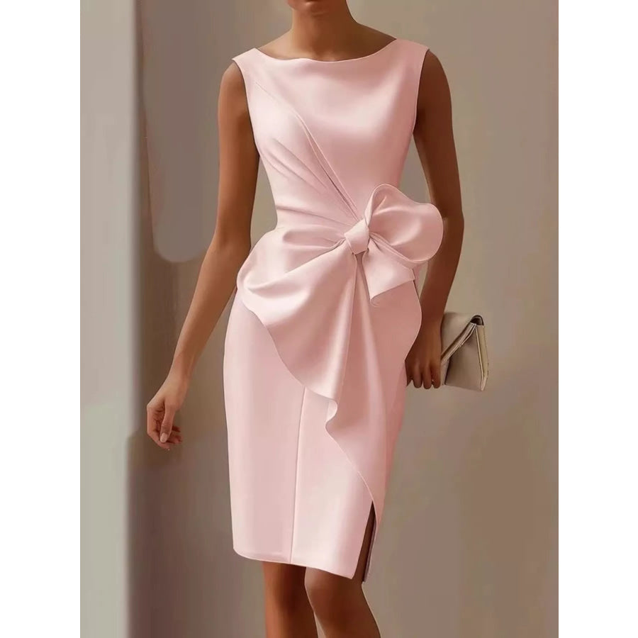 Bow Detail Sleeveless Dress Pink / S Apparel and Accessories