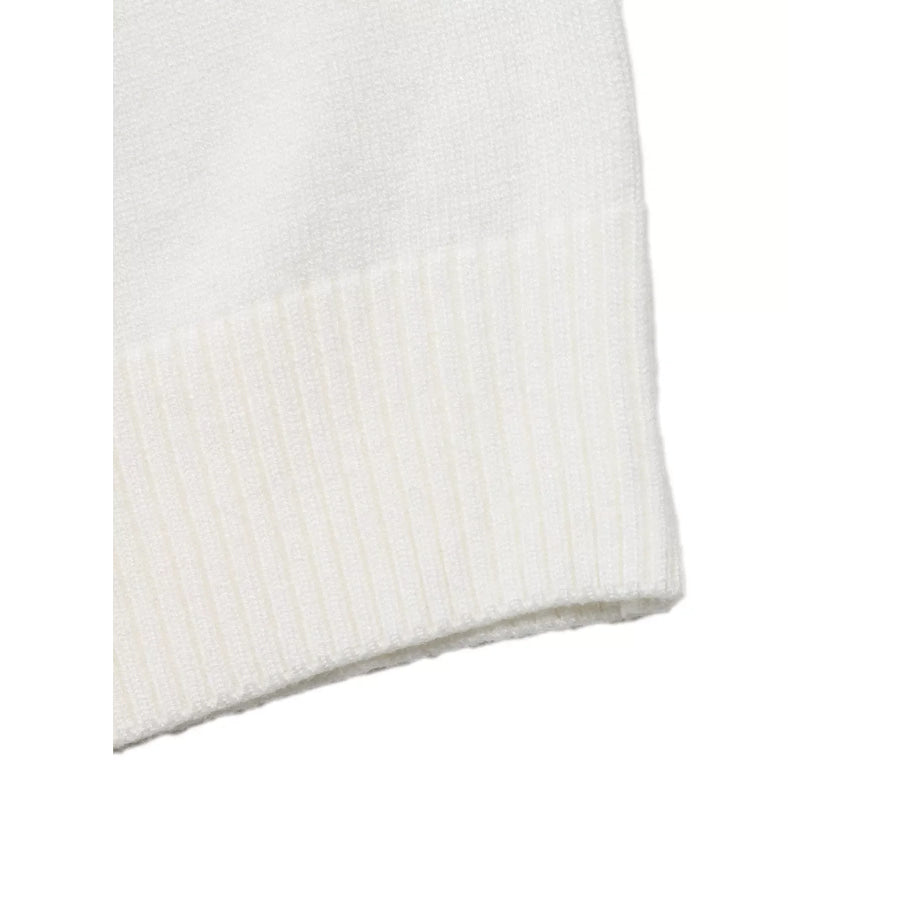 Bow-Embellished Lace Trim Sweater Apparel and Accessories