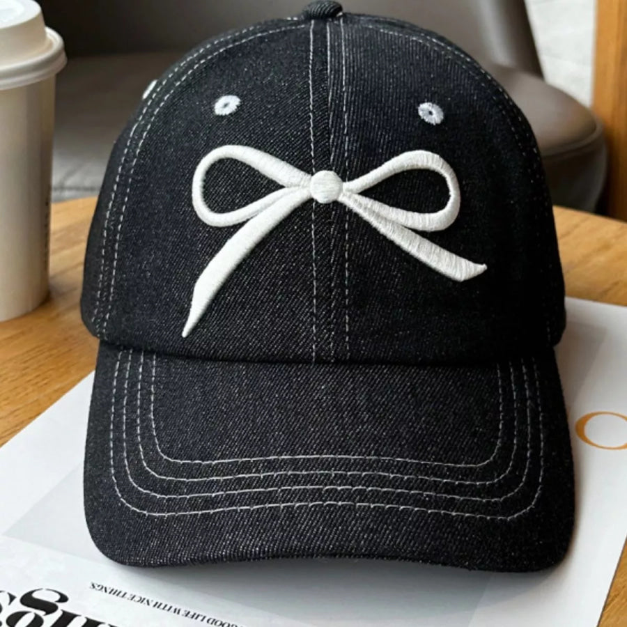 Bow Embroidered Baseball Cap Black / One Size Apparel and Accessories