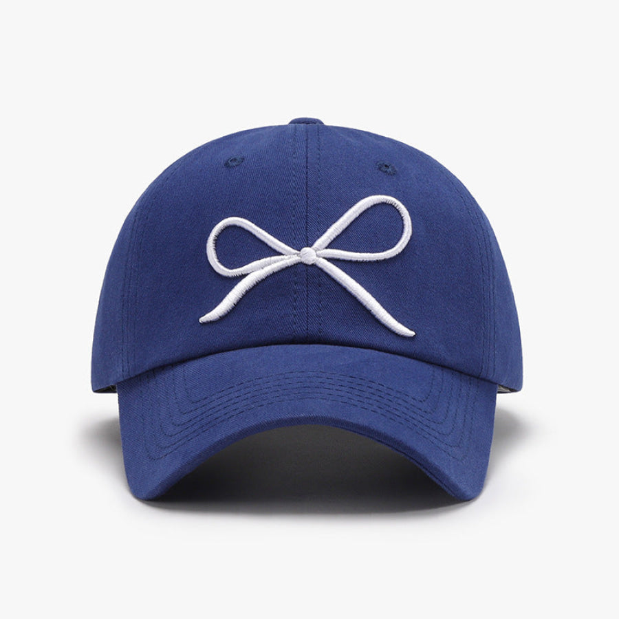 Bow Embroidered Cotton Baseball Cap Royal Blue / One Size Apparel and Accessories