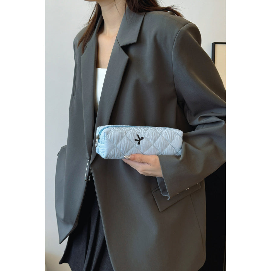 Bow Embroidered Quilted Storage Bag Apparel and Accessories