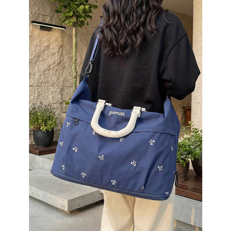 Bow Embroidered Travel Bag Blue / onesize Apparel and Accessories