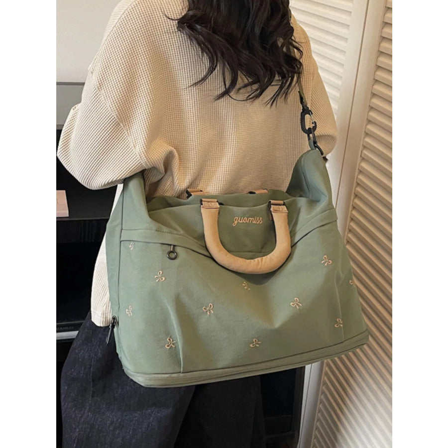 Bow Embroidered Travel Bag Green / onesize Apparel and Accessories