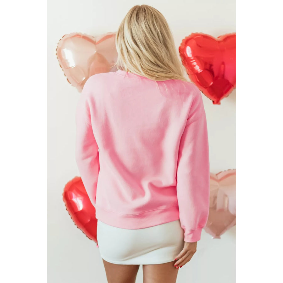 Bow Floral Printed Valentines Day XOXO Sweatshirt Apparel and Accessories
