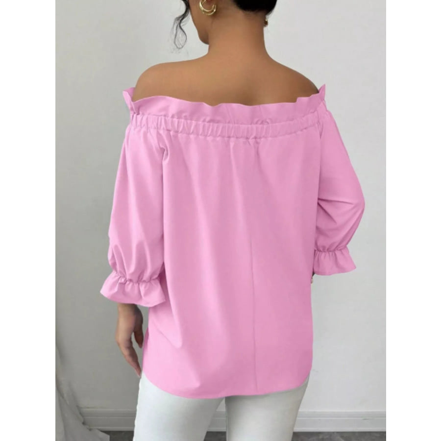 Bow Flounce Sleeve Blouse Apparel and Accessories