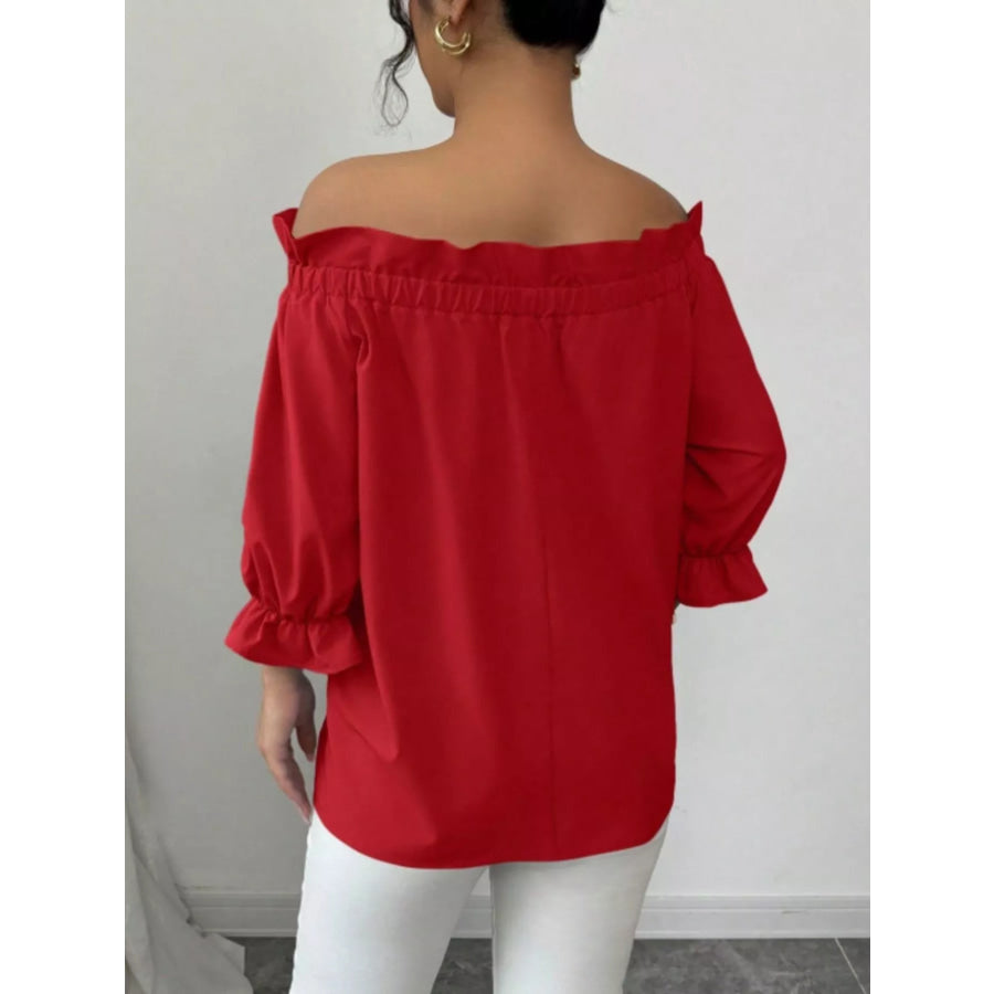 Bow Flounce Sleeve Blouse Apparel and Accessories