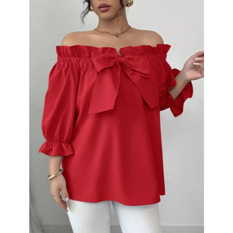 Bow Flounce Sleeve Blouse Apparel and Accessories