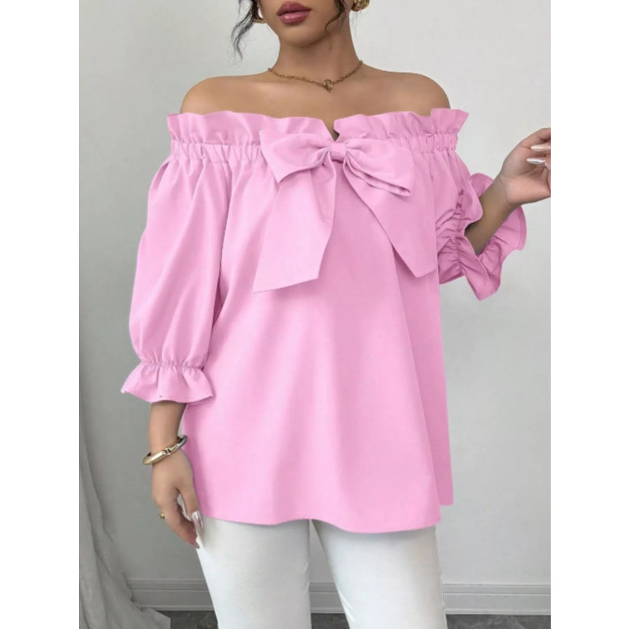Bow Flounce Sleeve Blouse Apparel and Accessories