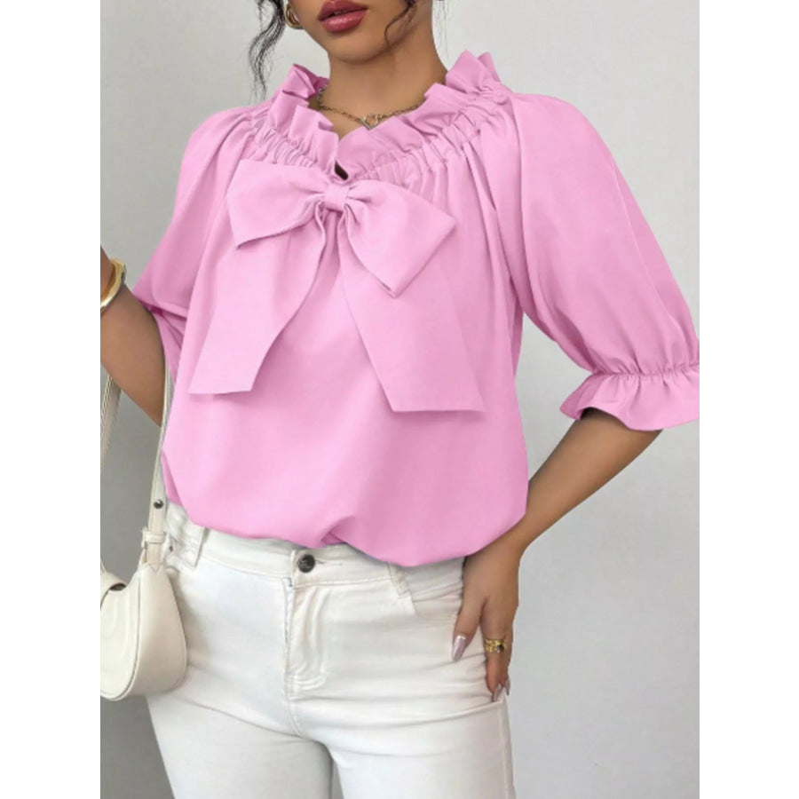 Bow Flounce Sleeve Blouse Apparel and Accessories