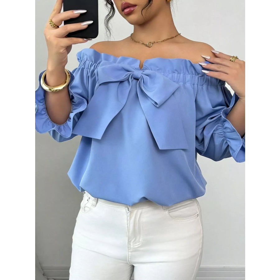 Bow Flounce Sleeve Blouse Apparel and Accessories
