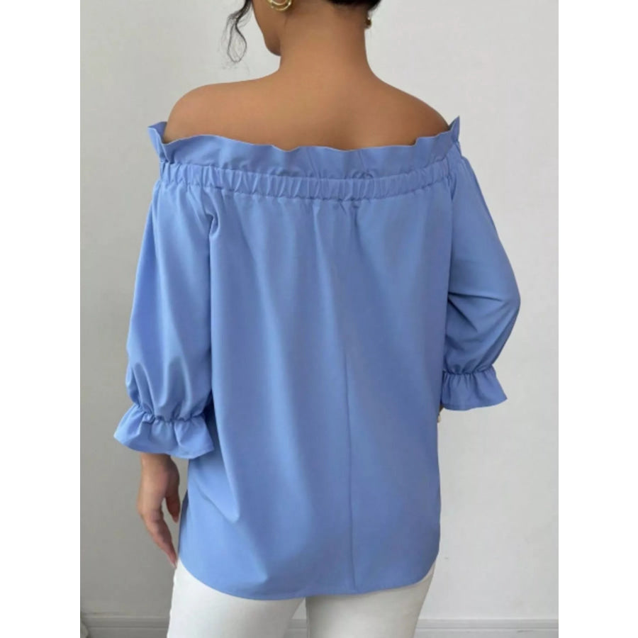 Bow Flounce Sleeve Blouse Apparel and Accessories