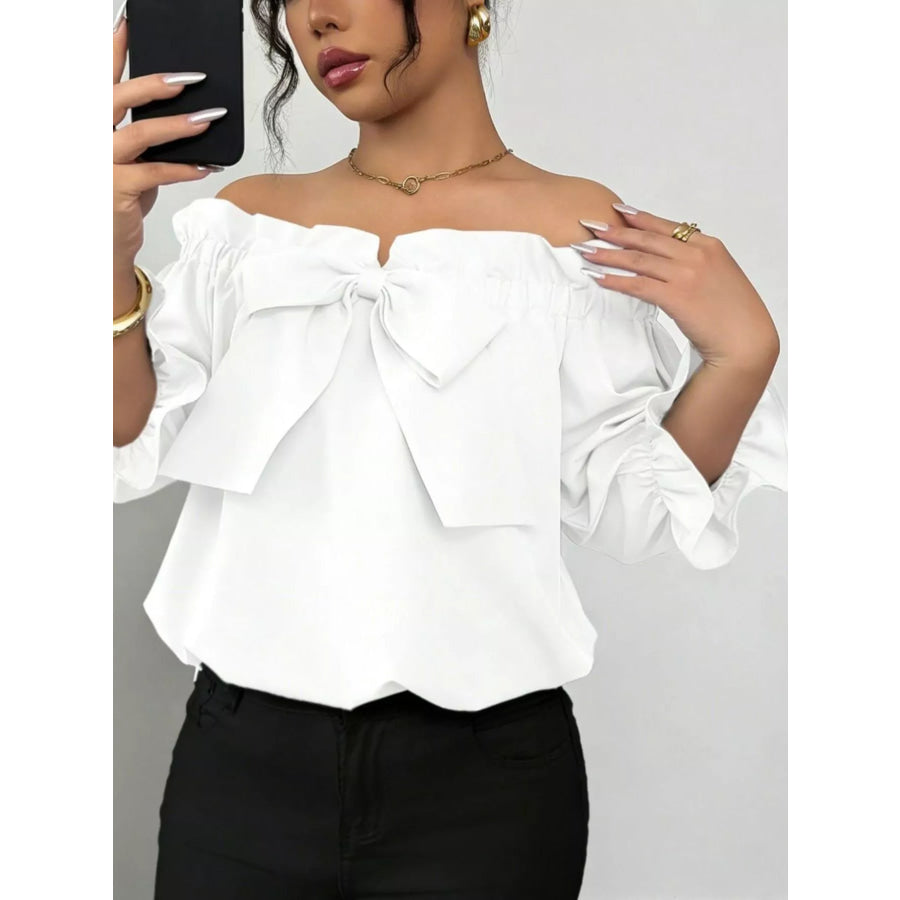 Bow Flounce Sleeve Blouse Apparel and Accessories