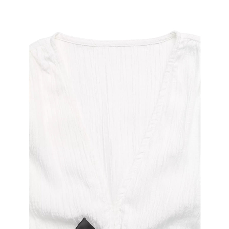 Bow Front Cap Sleeve Blouse Apparel and Accessories