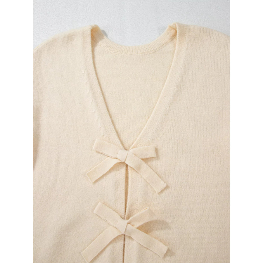 Bow Front Long Sleeve Cardigan Apparel and Accessories
