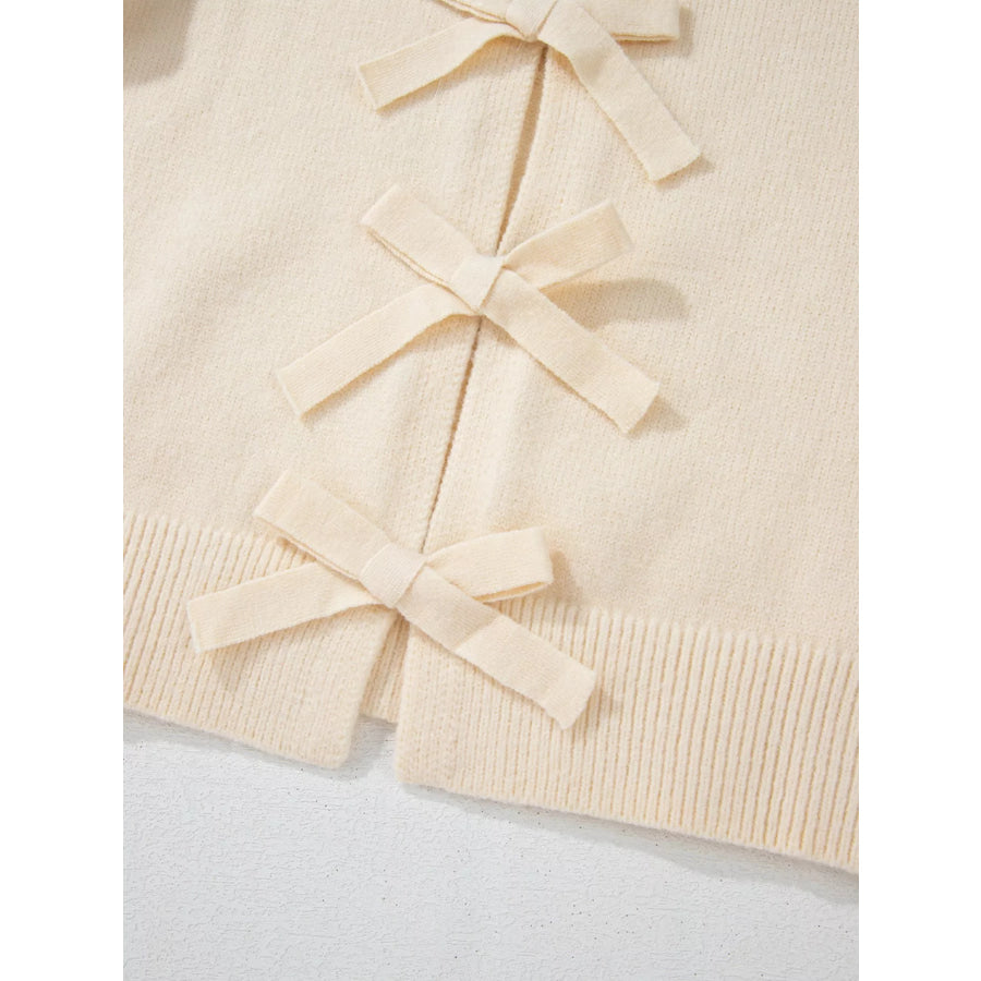 Bow Front Long Sleeve Cardigan Apparel and Accessories