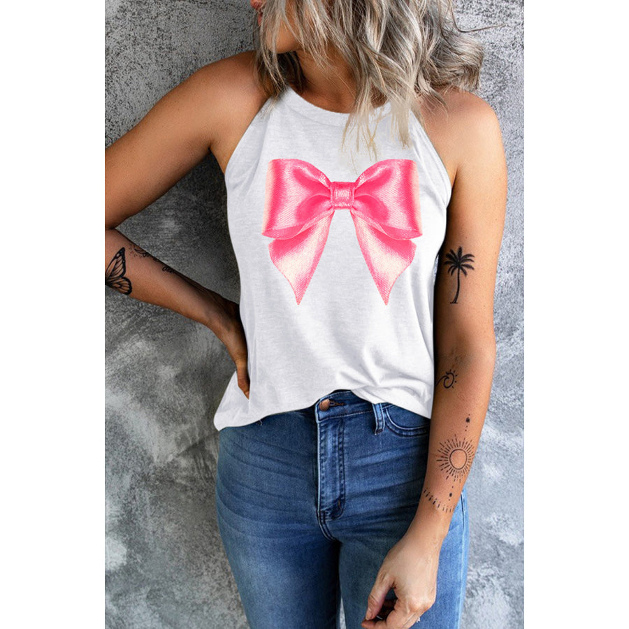 Bow Graphic Grecian Neck Tank Apparel and Accessories