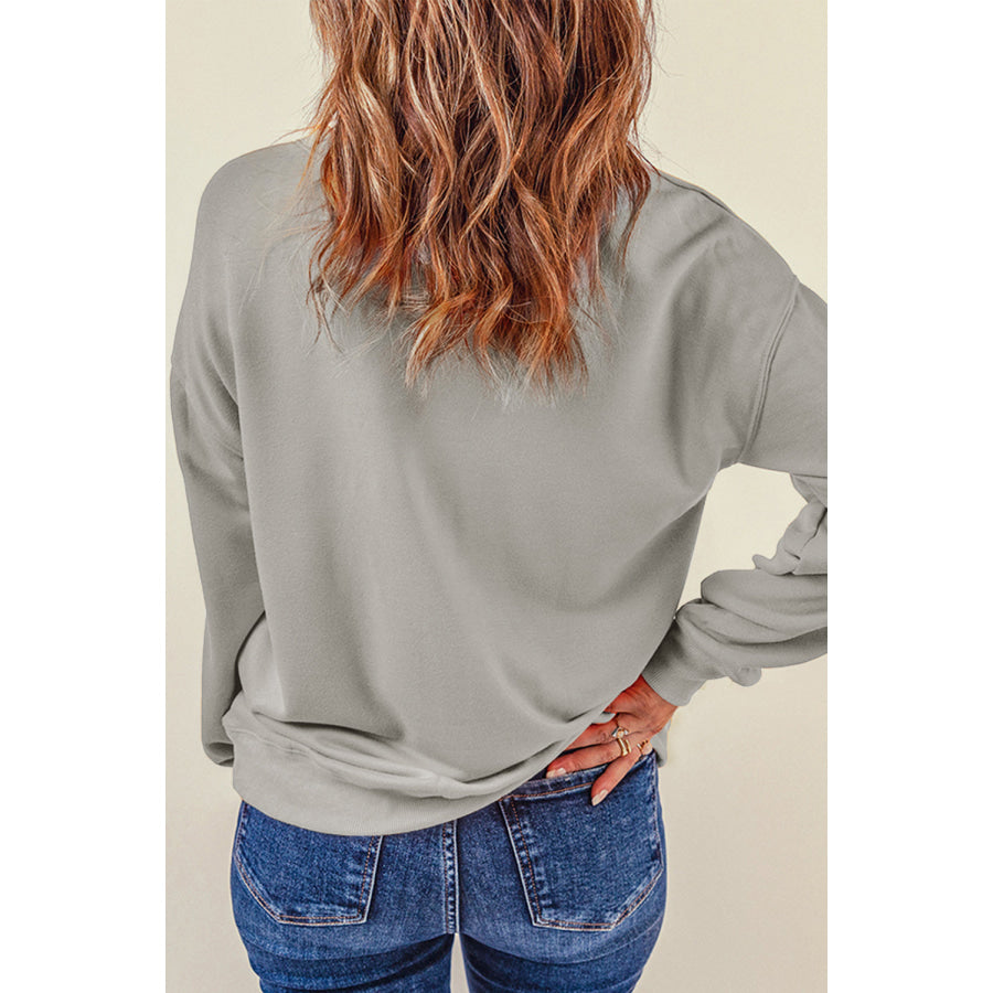 Bow Graphic Round Neck Long Sleeve Sweatshirt Apparel and Accessories