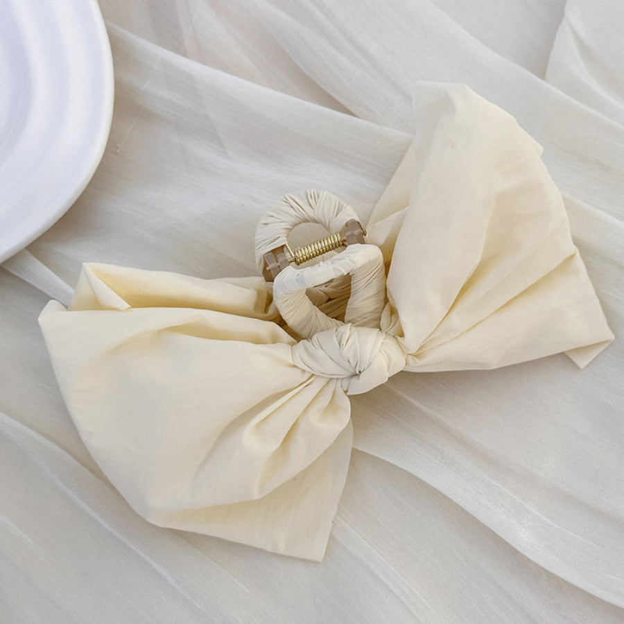 Bow Hair Claw Clip Ivory / One Size Apparel and Accessories