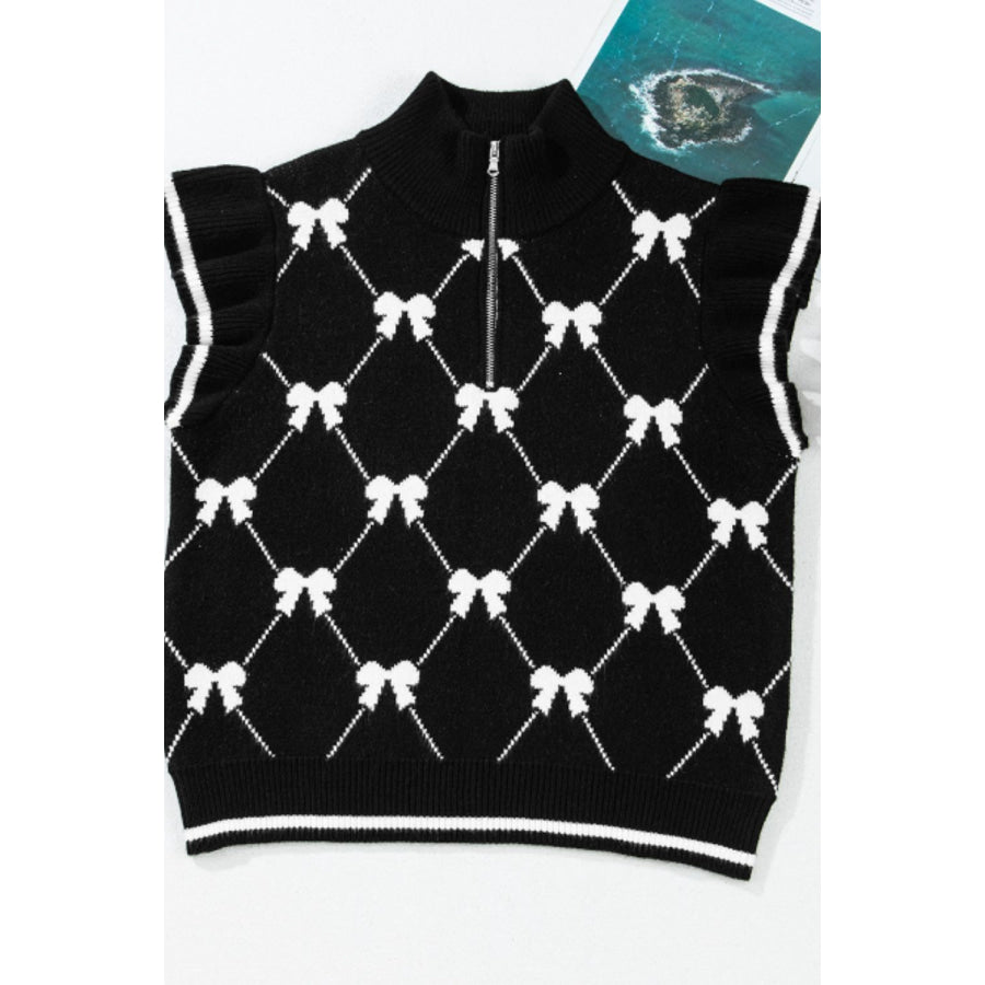 Bow Half Zip Sweater Vest Apparel and Accessories