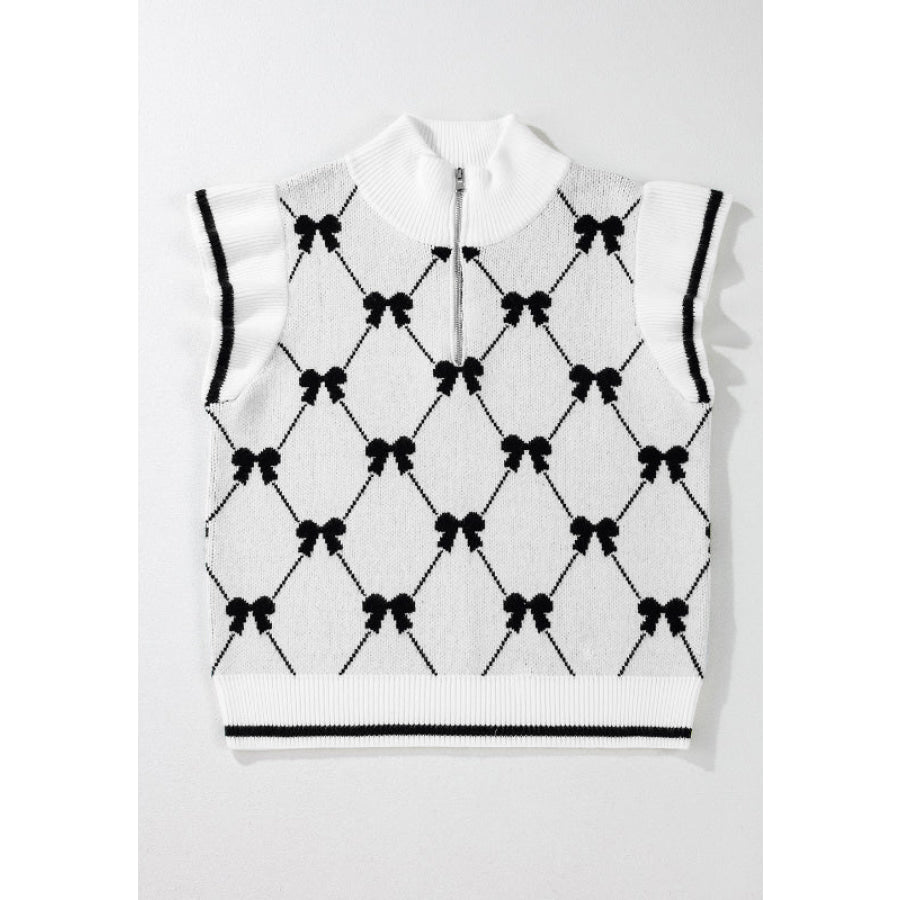 Bow Half Zip Sweater Vest Apparel and Accessories