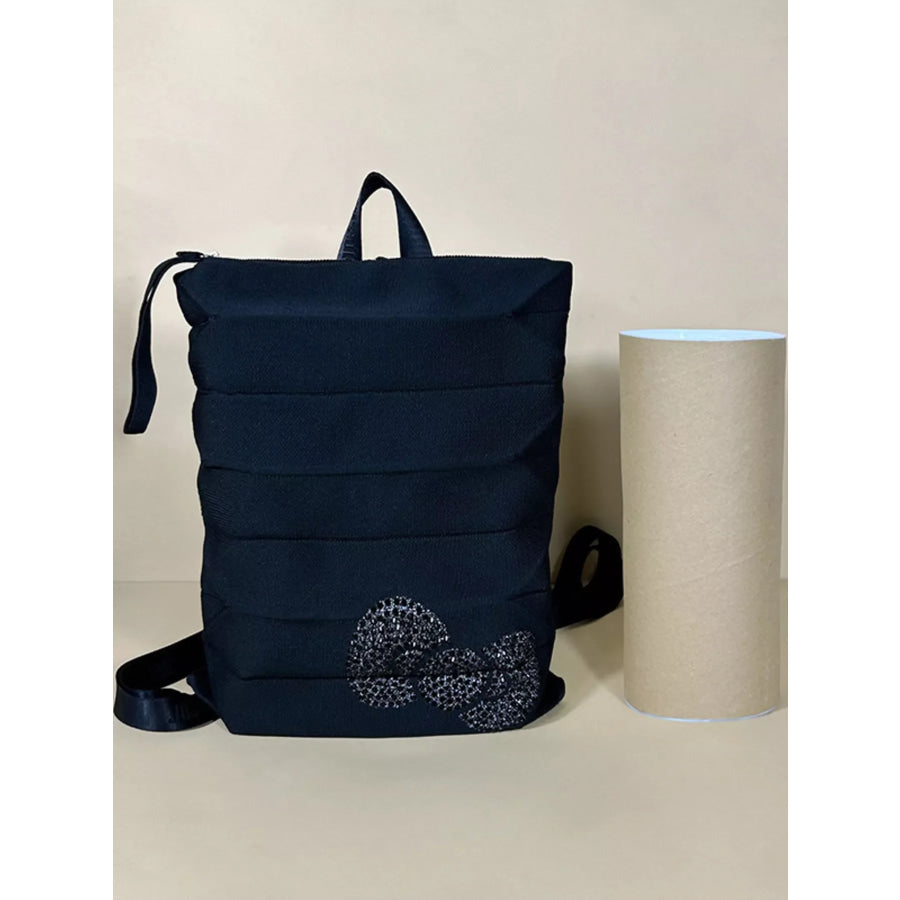 Bow Knit Backpack Bag Black / One Size Apparel and Accessories