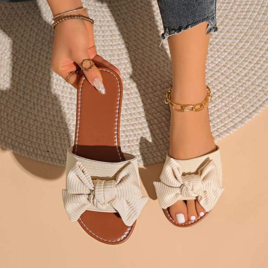 Bow Knot Decor Flat Sandals Apparel and Accessories