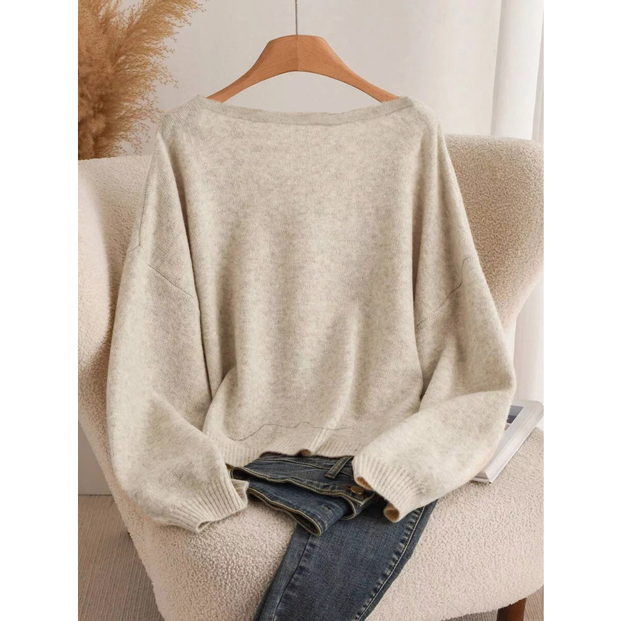 Bow-knot Front V-Neck Knit Cardigan Apparel and Accessories