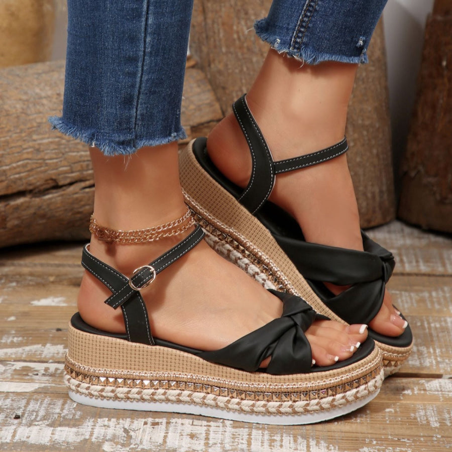 Bow Knot Platform Wedge Sandals Apparel and Accessories