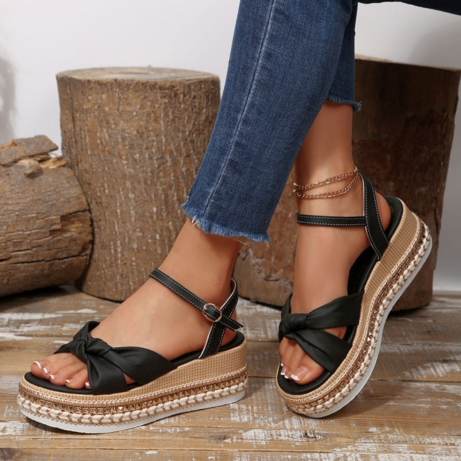 Bow Knot Platform Wedge Sandals Apparel and Accessories