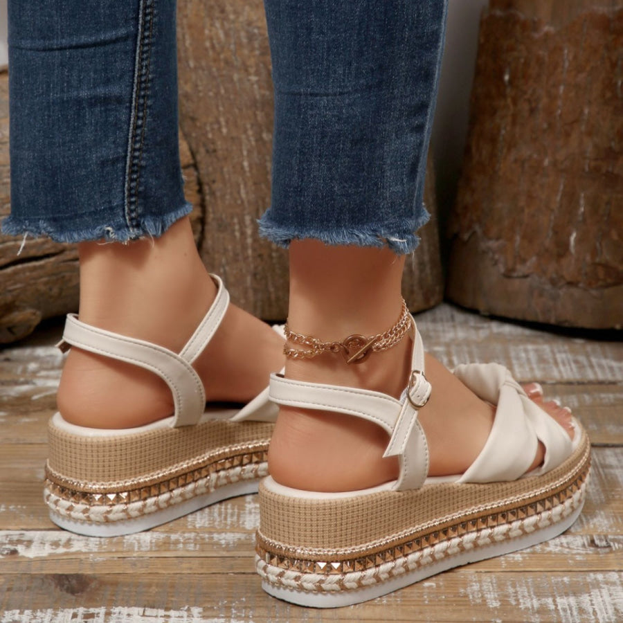 Bow Knot Platform Wedge Sandals Apparel and Accessories