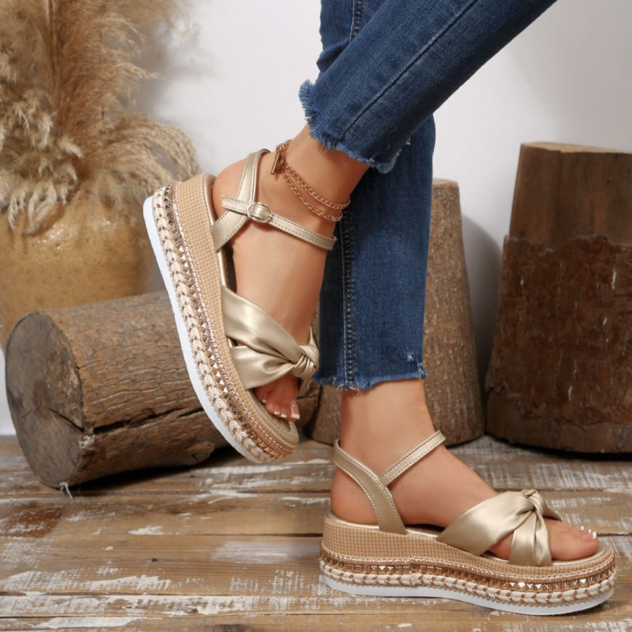 Bow Knot Platform Wedge Sandals Apparel and Accessories