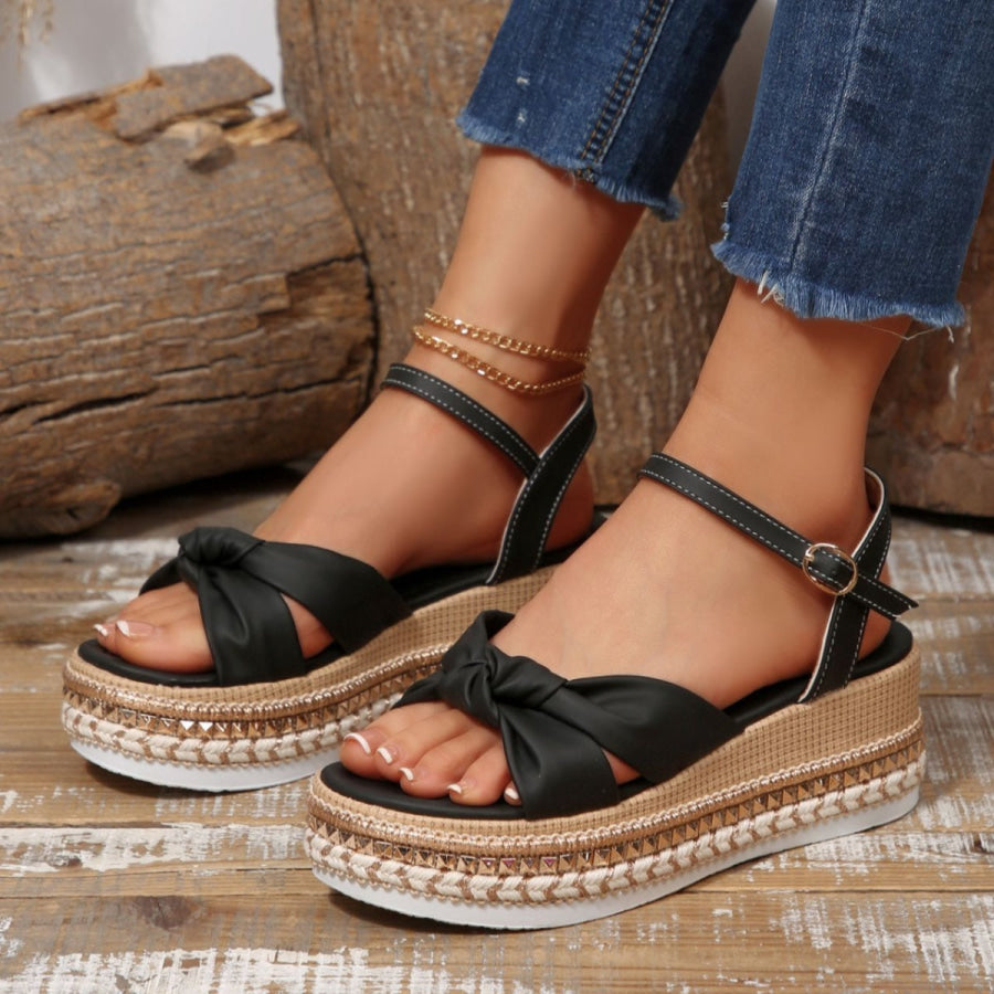 Bow Knot Platform Wedge Sandals Apparel and Accessories