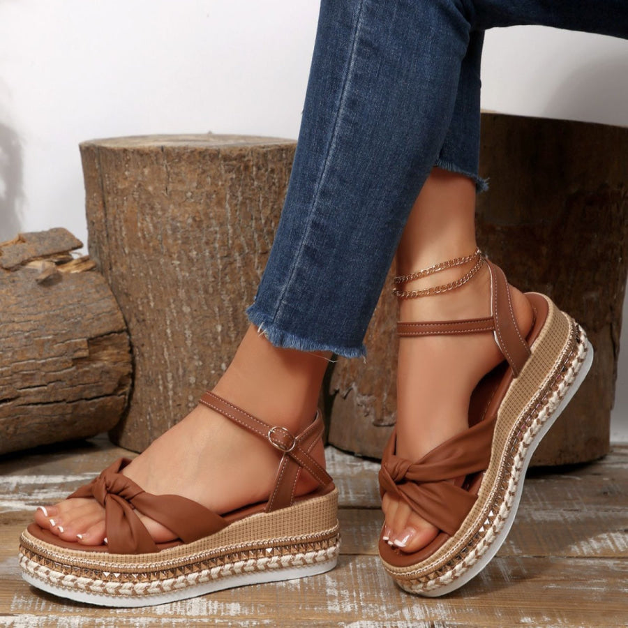 Bow Knot Platform Wedge Sandals Apparel and Accessories