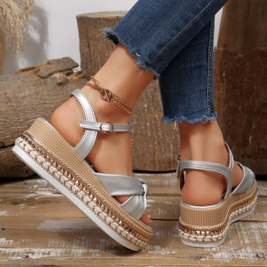 Bow Knot Platform Wedge Sandals Apparel and Accessories