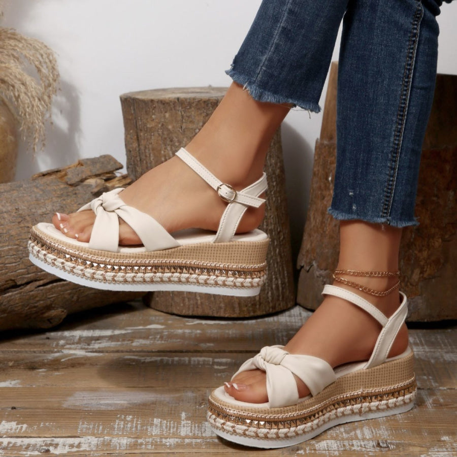 Bow Knot Platform Wedge Sandals Apparel and Accessories