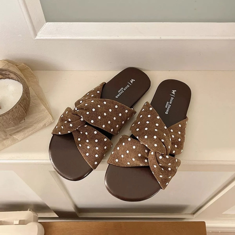 Bow-Knot Polka Dot Flat Sandals Apparel and Accessories