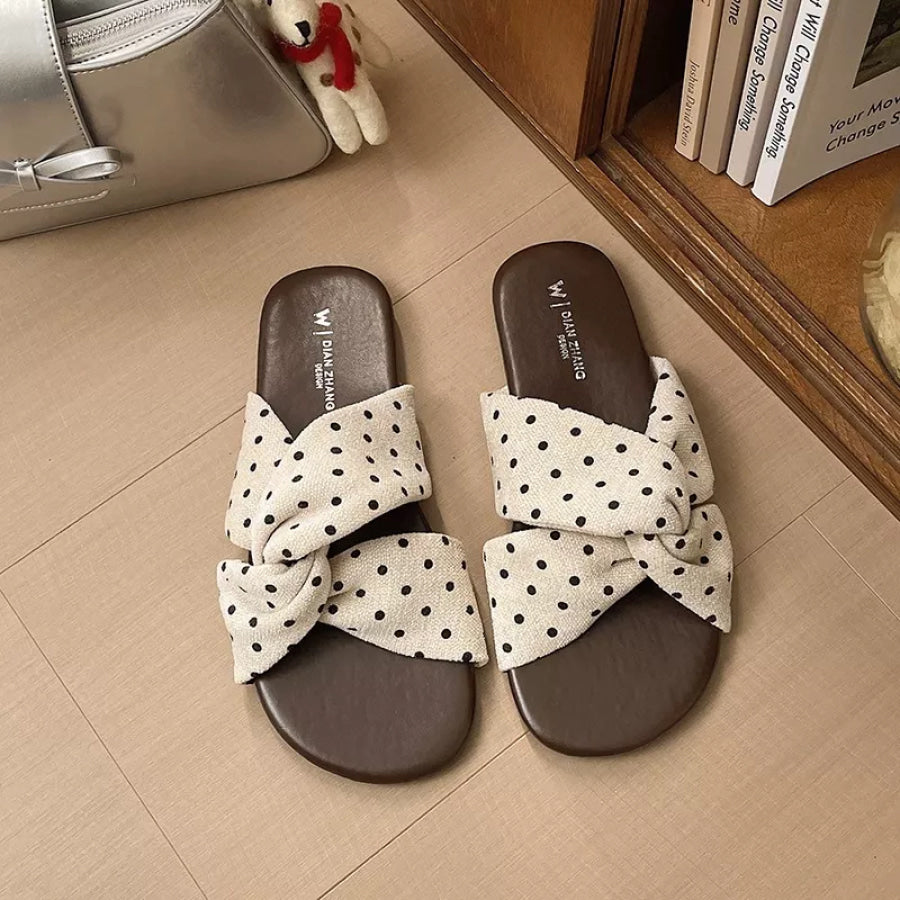 Bow-Knot Polka Dot Flat Sandals Apparel and Accessories