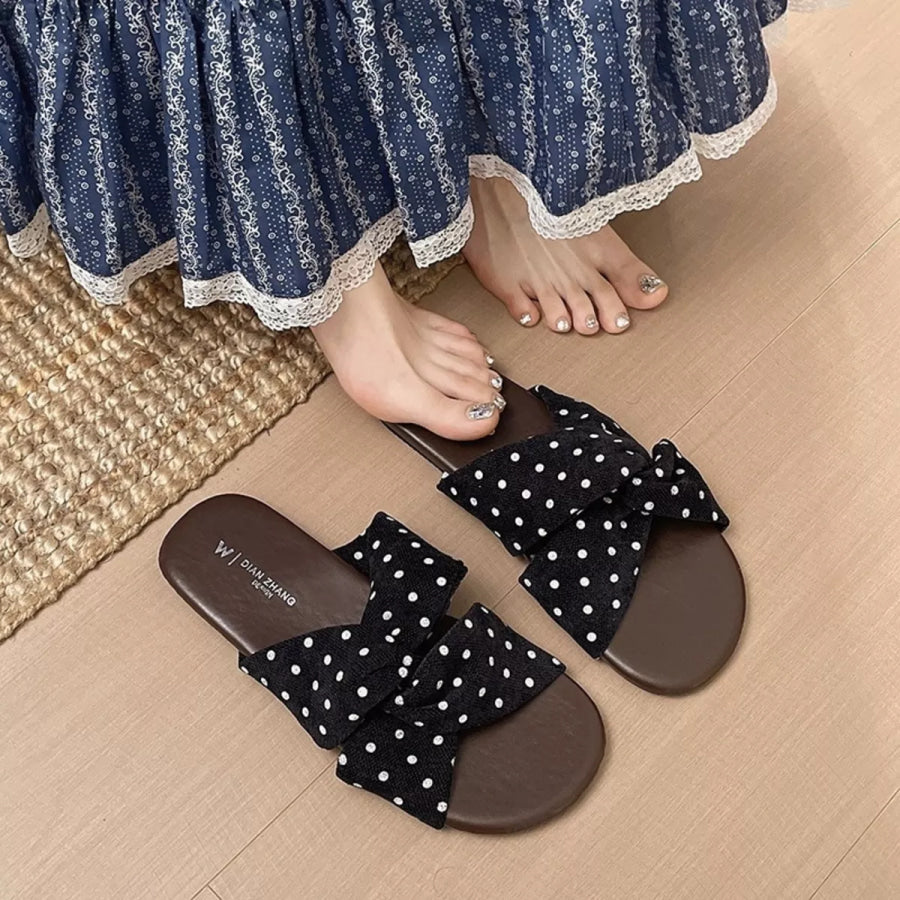 Bow-Knot Polka Dot Flat Sandals Apparel and Accessories