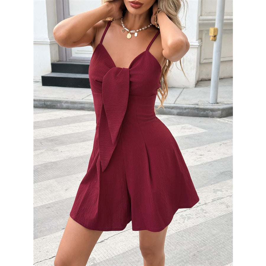 Bow-Knot Spaghetti Strap Romper Apparel and Accessories