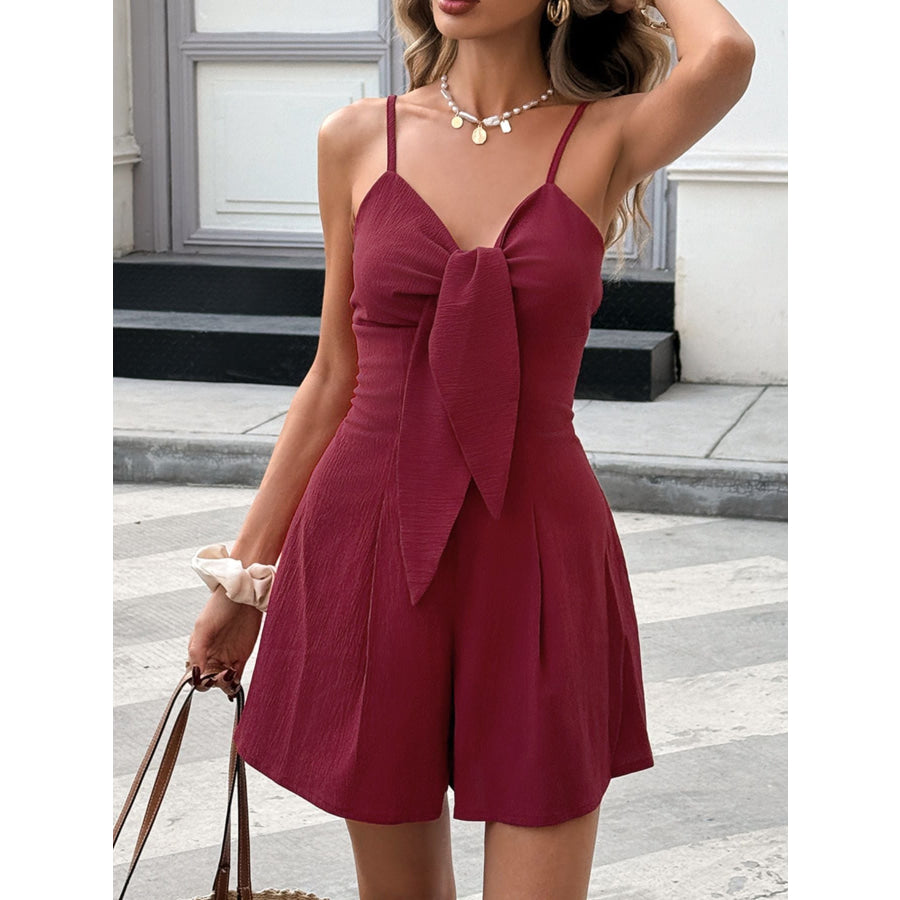 Bow-Knot Spaghetti Strap Romper Apparel and Accessories