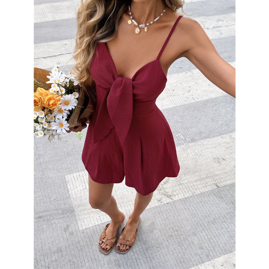 Bow-Knot Spaghetti Strap Romper Apparel and Accessories