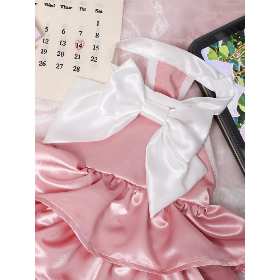 Bow Layered Ruffled Pet Dress Apparel and Accessories