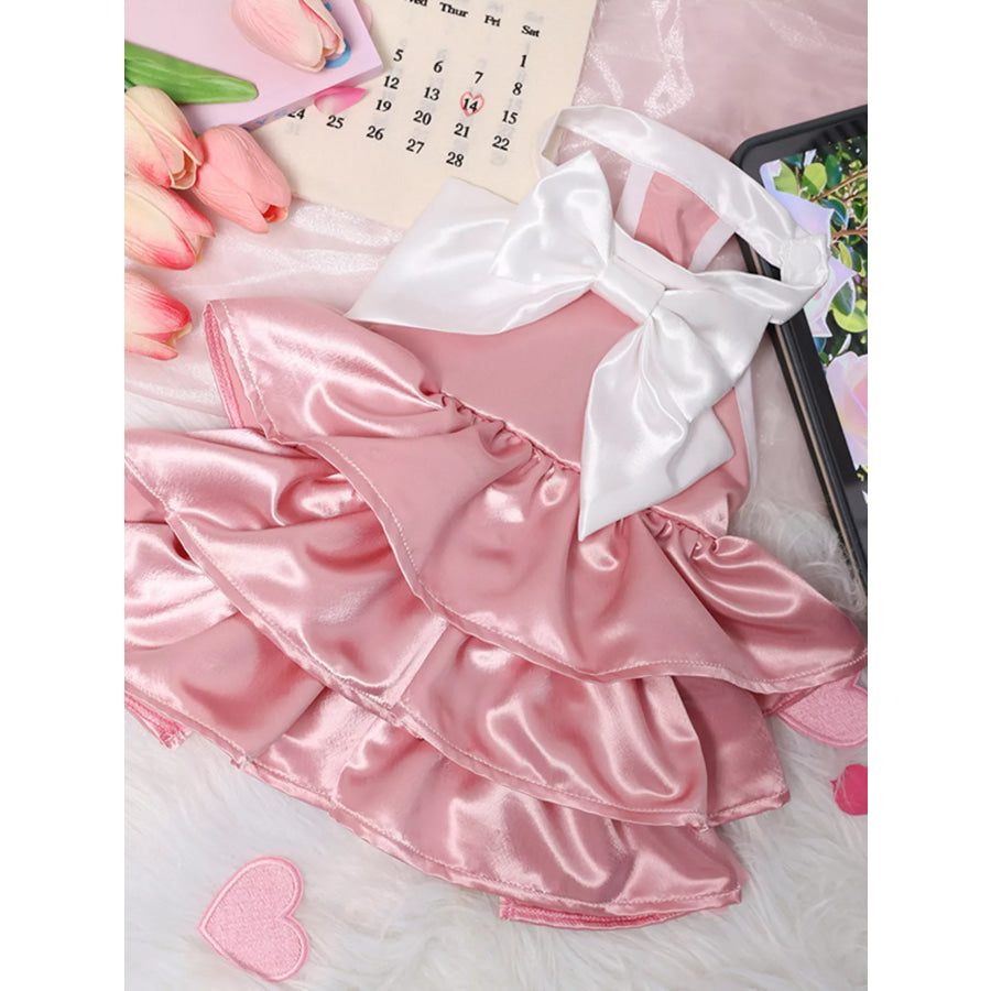 Bow Layered Ruffled Pet Dress Apparel and Accessories