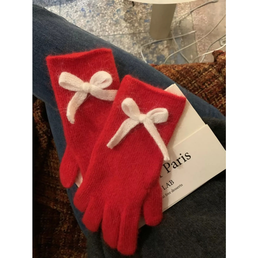 Bow Lightweight Gloves Christmas Red / One Size Apparel and Accessories