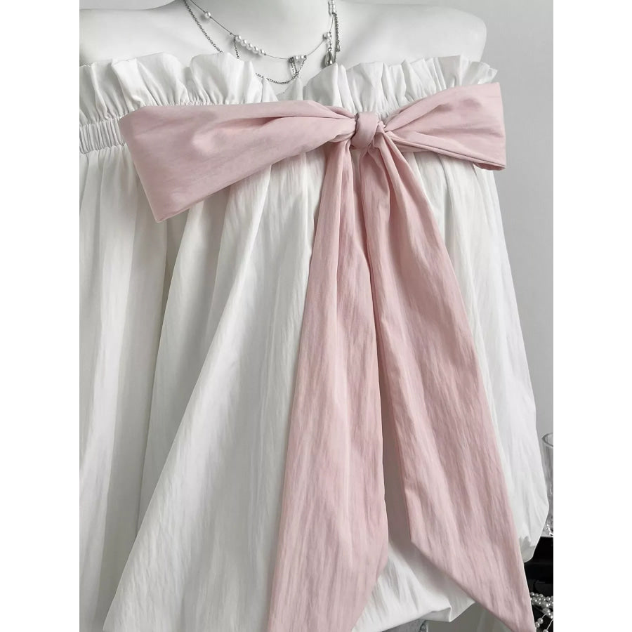 Bow Off-Shoulder Long Sleeve Blouse Apparel and Accessories