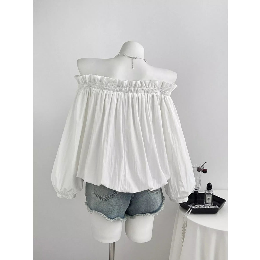 Bow Off-Shoulder Long Sleeve Blouse Apparel and Accessories