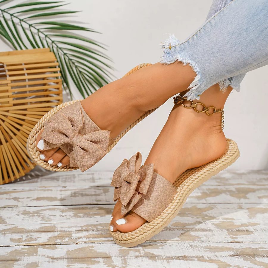 Bow Open Toe Flats Sandals Apparel and Accessories