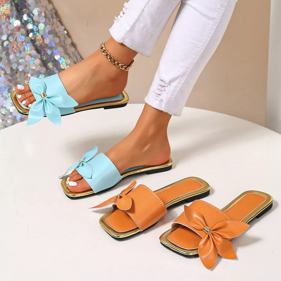 Bow Open Toe Flats Sandals Apparel and Accessories