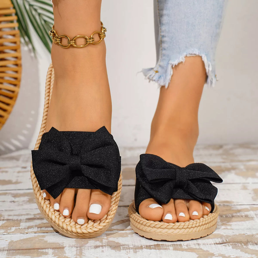 Bow Open Toe Flats Sandals Apparel and Accessories