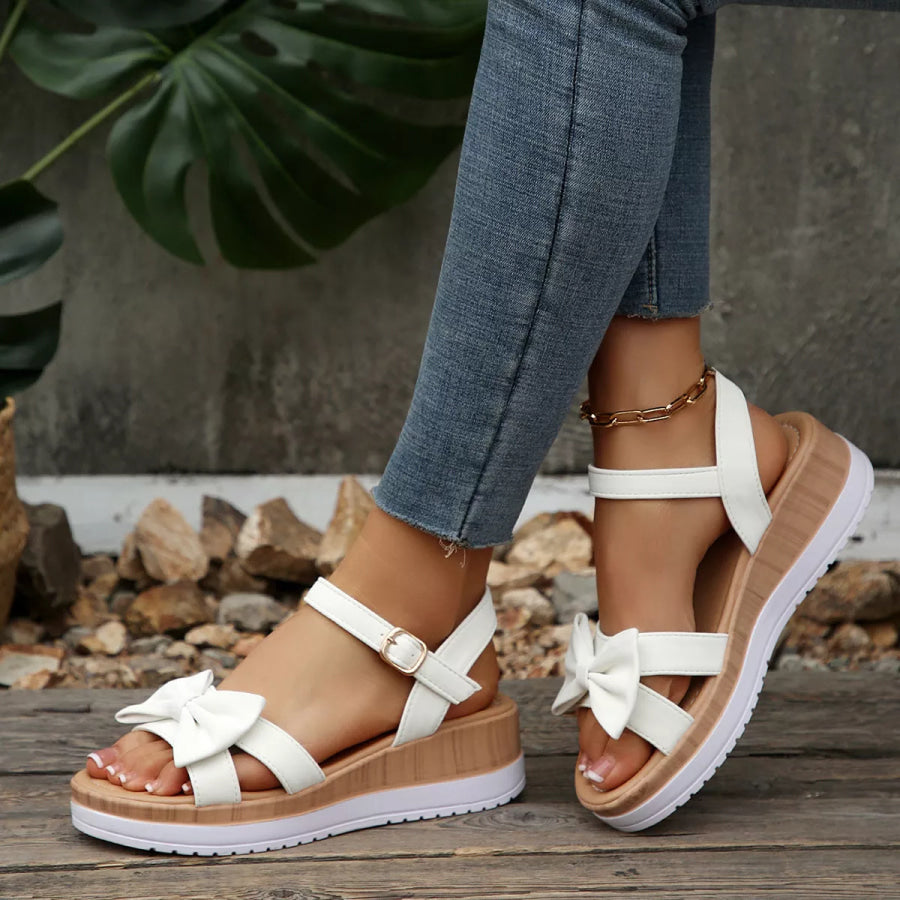 Bow Open Toe Wedge Sandals Apparel and Accessories